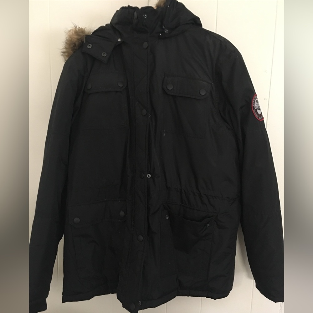 SNOZU MENS BLACK PLATINUM COLLECTION PERFORMANCE GEAR SKI COAT SIZE XL